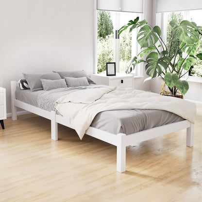 Artiss Bed Frame Single Size Wooden White LEXI Furniture > Bedroom > Beds & Bed Frames