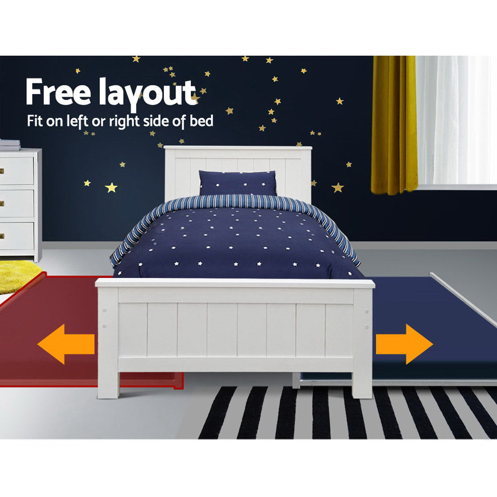 Artiss Bed Frame King Single Size Wooden Trundle Daybed White ELVIS - Furniture > Bedroom > Beds & Bed Frames