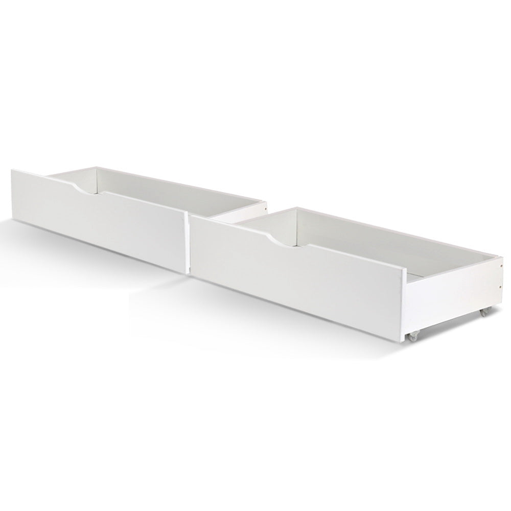 Artiss 2x Bed Frame Storage Drawers Trundle White - Furniture > Bedroom