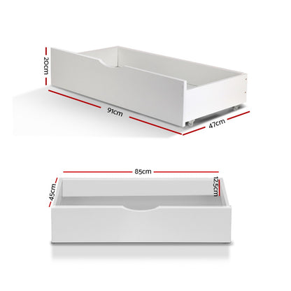 Artiss 2x Bed Frame Storage Drawers Trundle White - Furniture > Bedroom