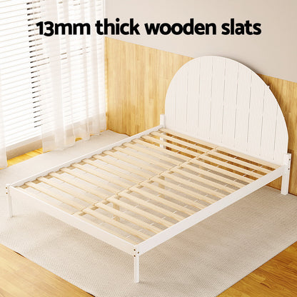 Artiss Bed Frame Queen Size Wooden White DALY - Furniture > Bedroom > Beds & Bed Frames
