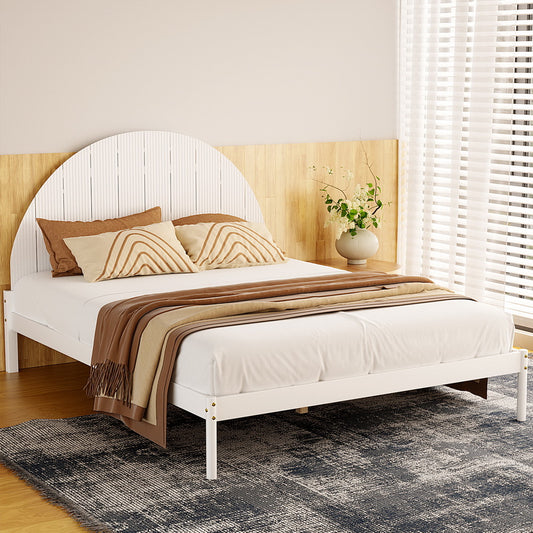 Artiss Bed Frame Queen Size Wooden White DALY - Furniture > Bedroom > Beds & Bed Frames