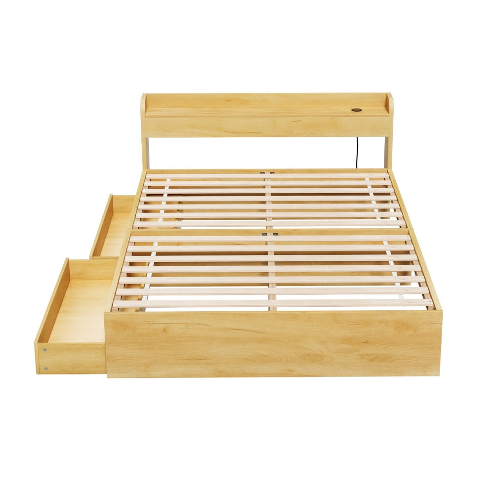 Artiss Bed Frame Double Size with Charging Ports and 2 Drawers AURA Furniture > Bedroom > Beds & Bed Frames