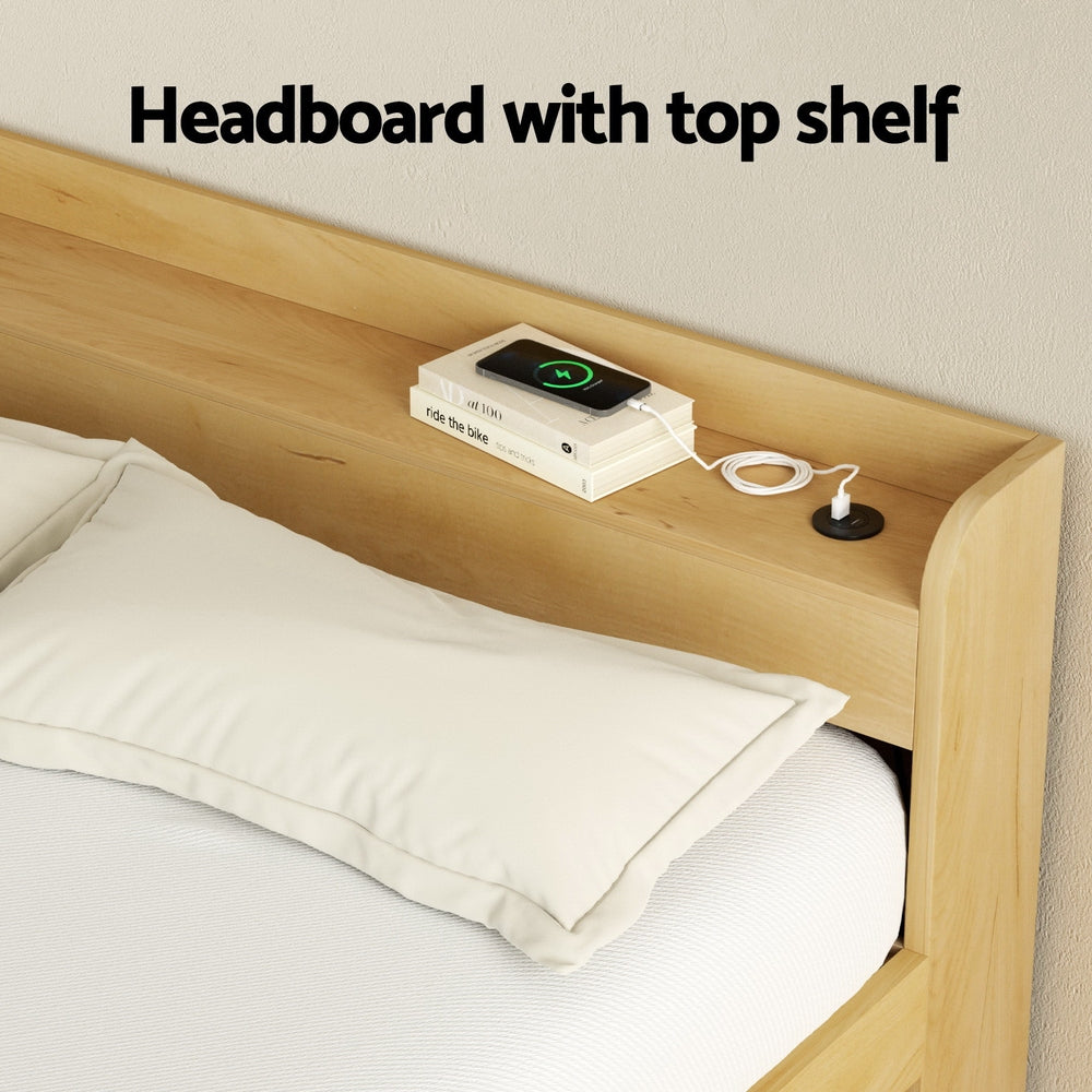 Artiss Bed Frame Double Size with Charging Ports and 2 Drawers AURA Furniture > Bedroom > Beds & Bed Frames