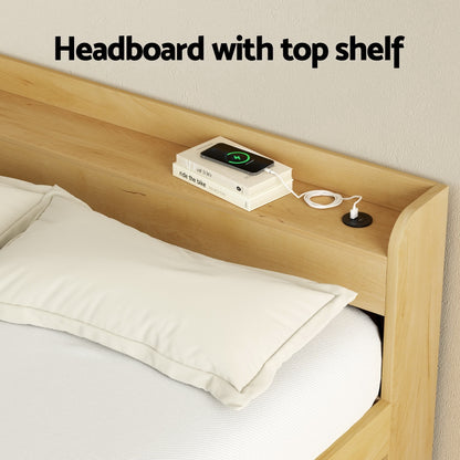Artiss Bed Frame Double Size with Charging Ports and 2 Drawers AURA Furniture > Bedroom > Beds & Bed Frames