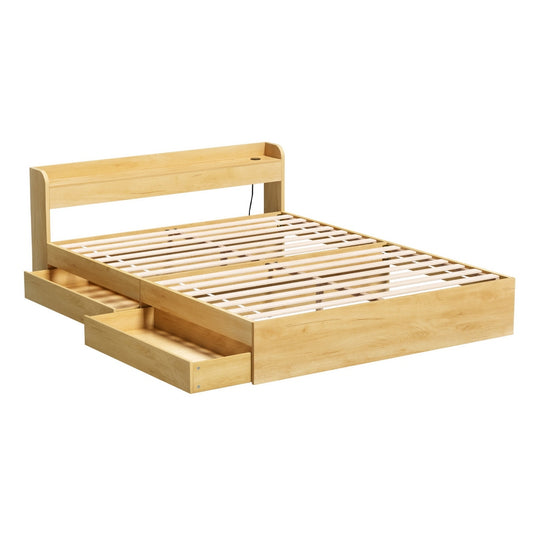 Artiss Bed Frame Queen Size with Charging Ports and 2 Drawers AURA Furniture > Bedroom > Beds & Bed Frames