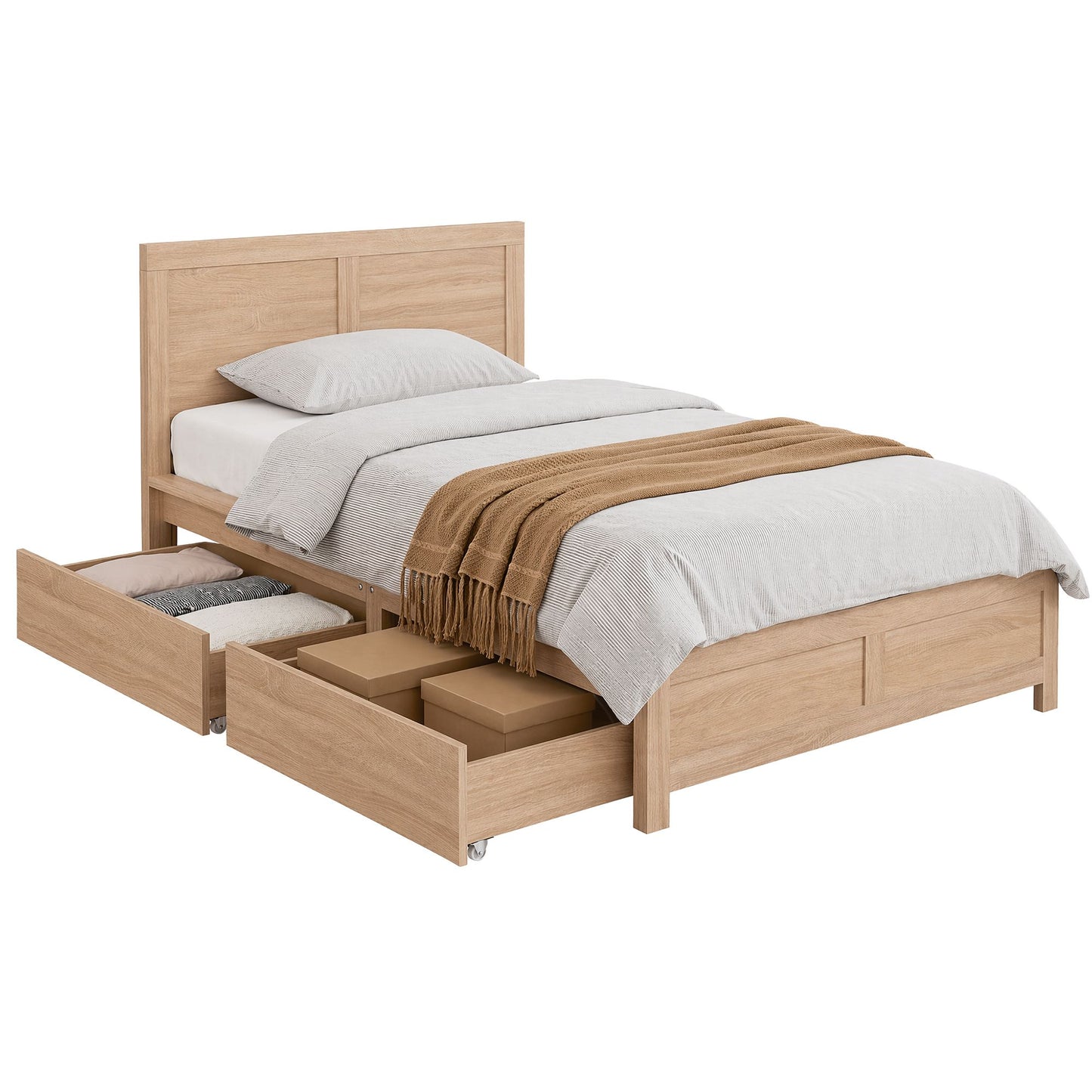 King Single Size Bed Frame with 2 Drawers Bedroom Furniture