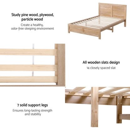King Single Size Bed Frame with 2 Drawers Bedroom Furniture