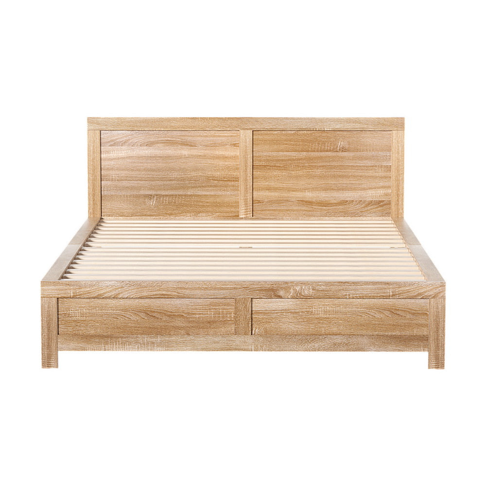 Artiss Bed Frame Queen Size Wooden Acacia Wood OATMEAL Furniture > Bedroom > Beds & Bed Frames