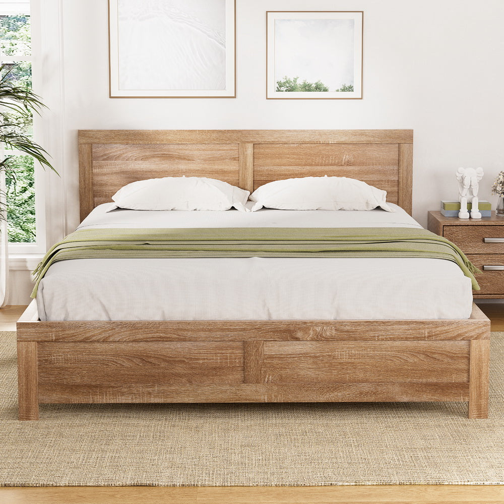Artiss Bed Frame Queen Size Wooden Acacia Wood OATMEAL Furniture > Bedroom > Beds & Bed Frames