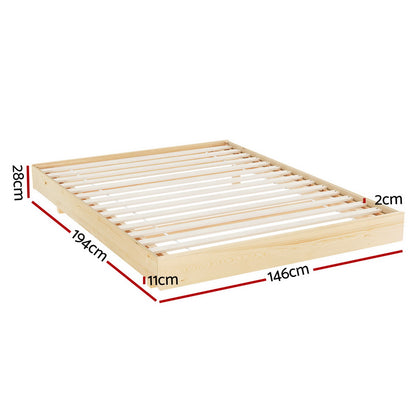 Artiss Bed Frame Double Size Floating Wooden Mattress Base Platform Timber ODIN - Furniture > Bedroom > Beds & Bed