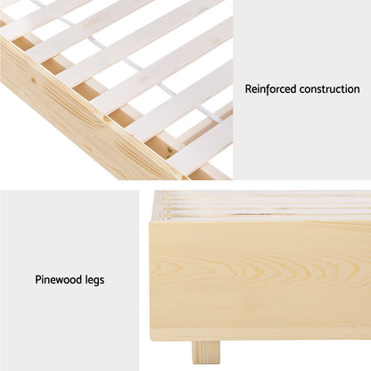Artiss Bed Frame Double Size Floating Wooden Mattress Base Platform Timber ODIN - Furniture > Bedroom > Beds & Bed
