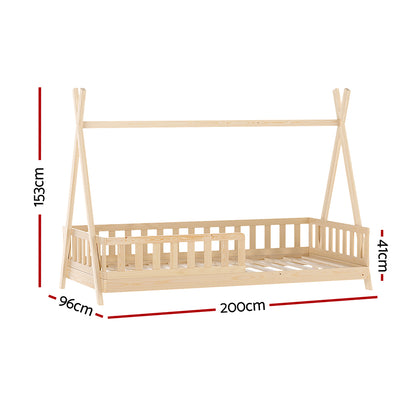 Artiss Bed Frame Wooden Kids House Frames Oak PUAH - Baby & Kids > Kid’s Furniture > Kid’s Beds & Bed Frames