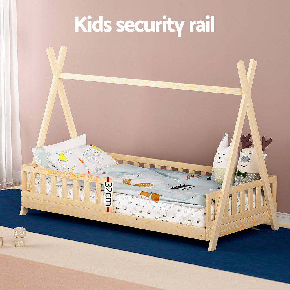 Artiss Bed Frame Wooden Kids House Frames Oak PUAH - Baby & Kids > Kid’s Furniture > Kid’s Beds & Bed Frames