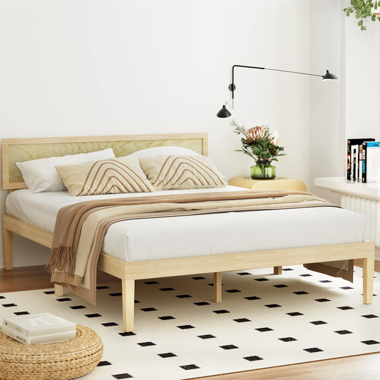 Artiss Bed Frame Double Size Wooden Base Mattress Platform Timber Pine YUMI - Furniture > Bedroom > Beds & Bed Frames