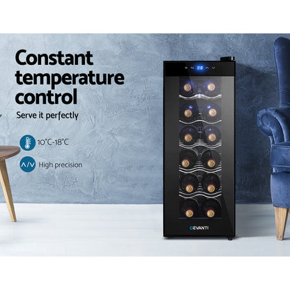 Devanti Wine Fridge Cooler 12 Bottles - Appliances > Fridges & Freezers > Wine Fridges