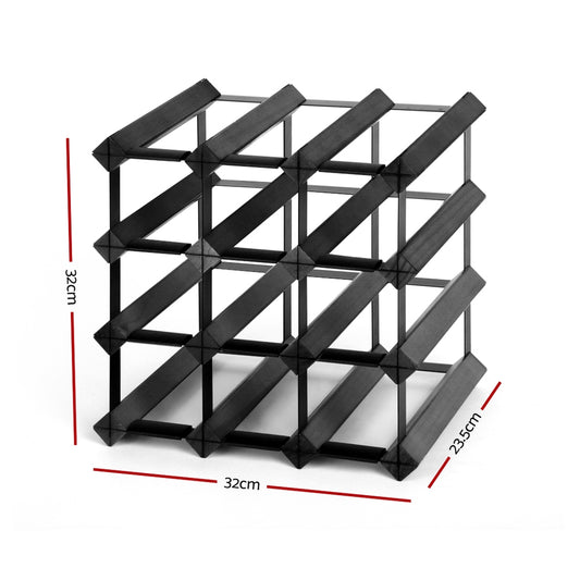 Artiss Wine Rack 12 Bottle Black Home & Garden > Storage