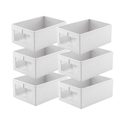 6 Pack Linen Closet Organizers and Storage Foldable Clothing Bins