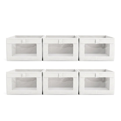 6 Pack Linen Closet Organizers and Storage Foldable Clothing Bins
