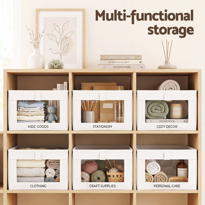 6 Pack Linen Closet Organizers and Storage Foldable Clothing Bins