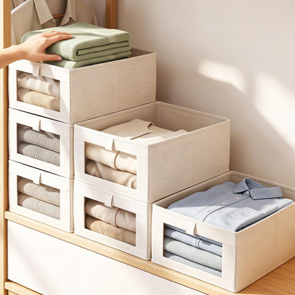 6 Pack Linen Closet Organizers and Storage Foldable Clothing Bins