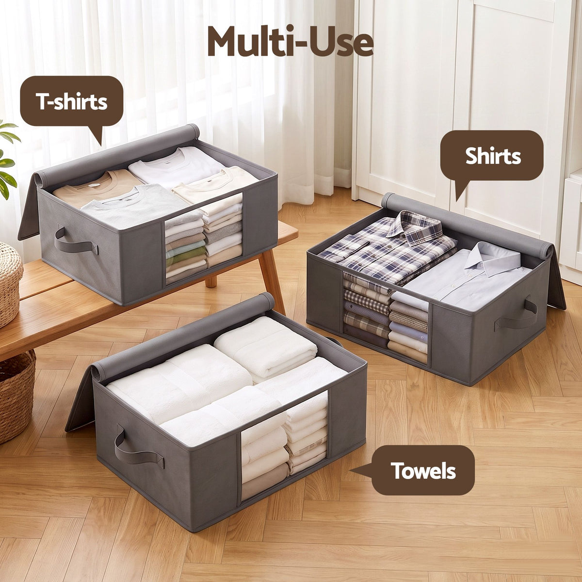 6 Packs Clothes Storage Bags 35L Foldable Closet Organizer Storage Bins