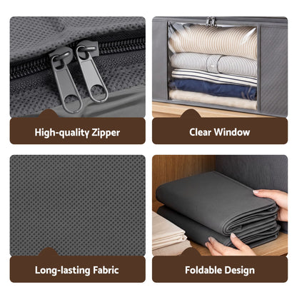 6 Packs Clothes Storage Bags 35L Foldable Closet Organizer Storage Bins
