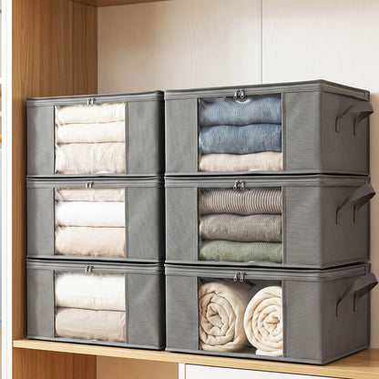 6 Packs Clothes Storage Bags 35L Foldable Closet Organizer Storage Bins