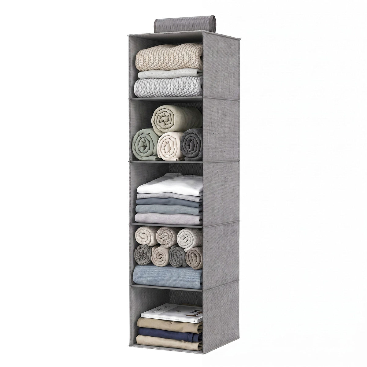 Hanging Closet Organiser 5 Tier Wardrobe Storage Grey 104cm