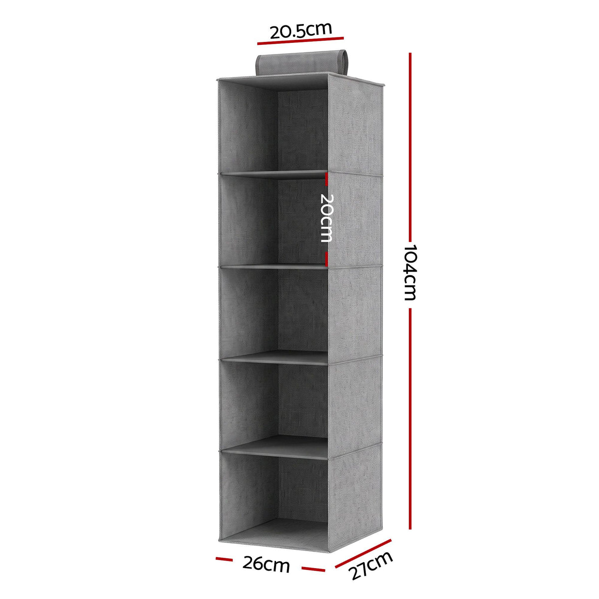Hanging Closet Organiser 5 Tier Wardrobe Storage Grey 104cm