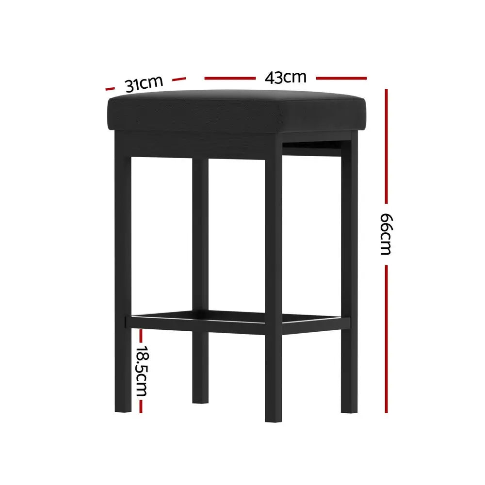 A Set of 4 Metal Bar Stools Pu Seat Dining Counter Chairs