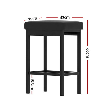 A Set of 4 Metal Bar Stools Pu Seat Dining Counter Chairs
