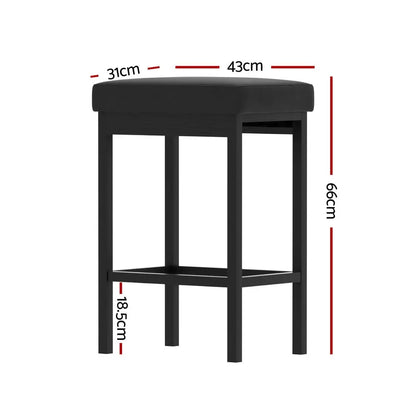A Set of 4 Metal Bar Stools Pu Seat Dining Counter Chairs