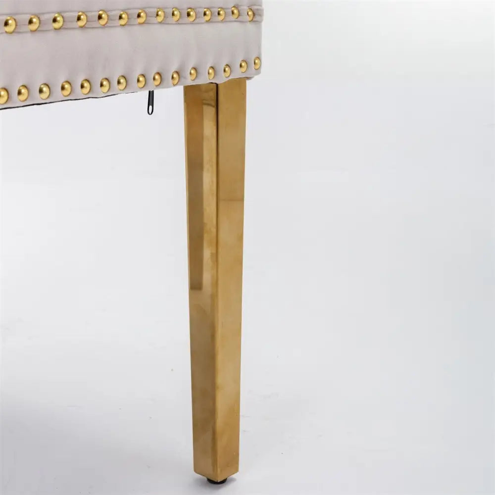 Aaden 2x Velvet Dining Chairs with Golden Metal Legs-beige