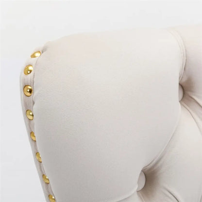 Aaden 2x Velvet Dining Chairs with Golden Metal Legs-beige