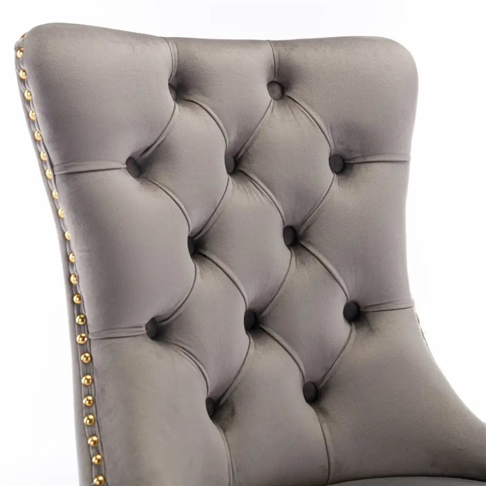 Aaden 4x Velvet Dining Chairs with Golden Metal Legs-grey