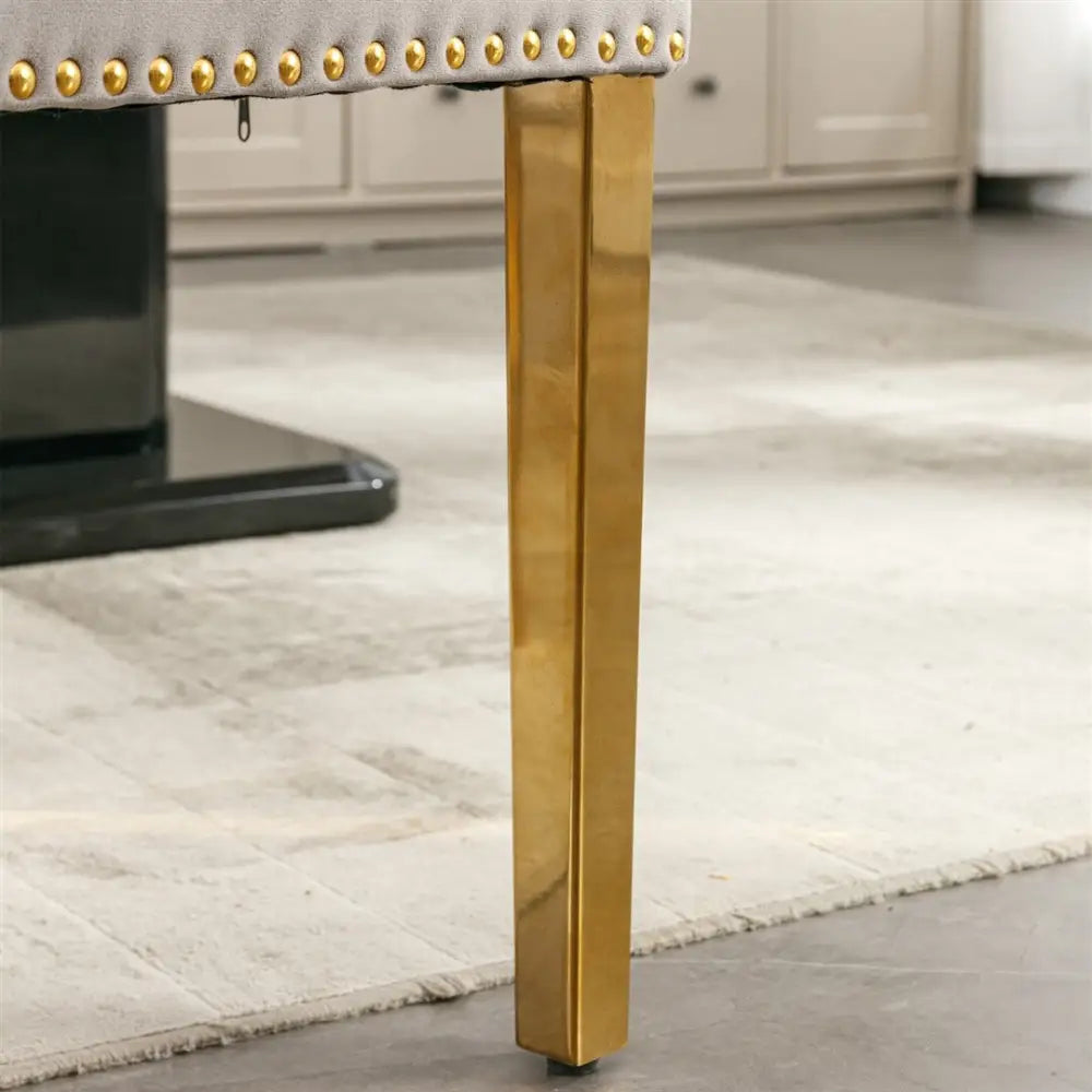 Aaden 4x Velvet Dining Chairs with Golden Metal Legs-grey