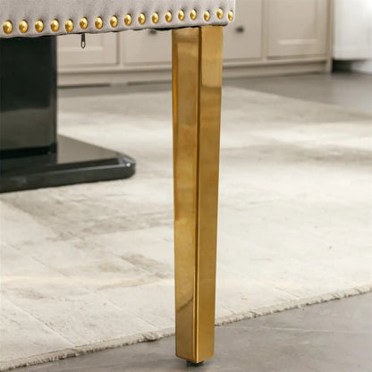 Aaden 4x Velvet Dining Chairs with Golden Metal Legs-grey
