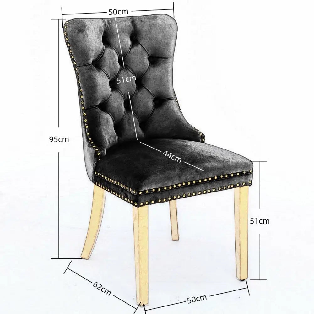 Aaden 4x Velvet Dining Chairs with Golden Metal Legs-grey