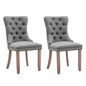 Aaden Modern Elegant Button-tufted Upholstered Fabric with Studs Trim and Wooden Legs Dining Side Chair-gray