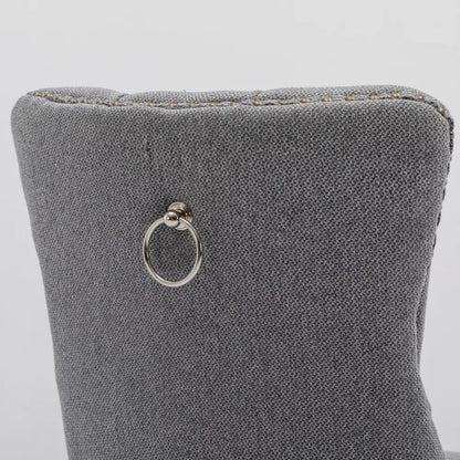 Aaden Modern Elegant Button-tufted Upholstered Fabric with Studs Trim and Wooden Legs Dining Side Chair-gray