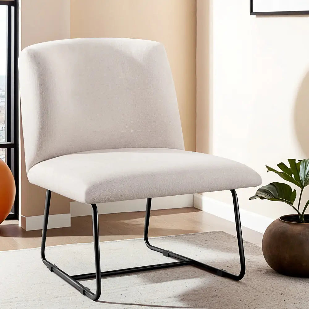 Accent Chair Armchair Cross Leg Beige