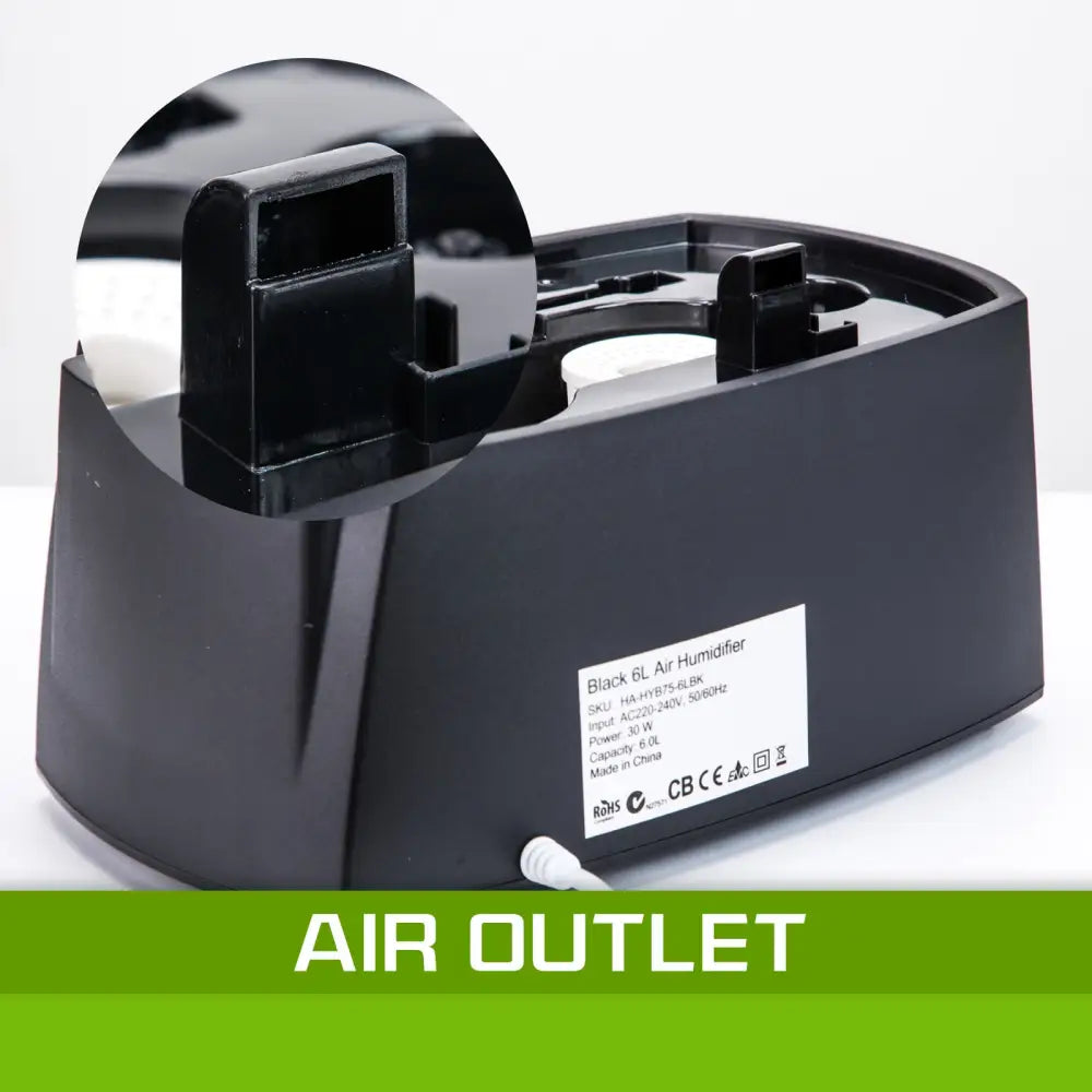 Air Humidifier Ultrasonic Cool Diffuser 6l Black