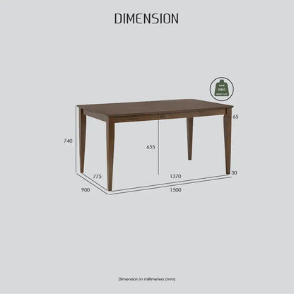 Allegro Dining Table + 6x Mesi Chair - 7 Piece Set - Cocoa