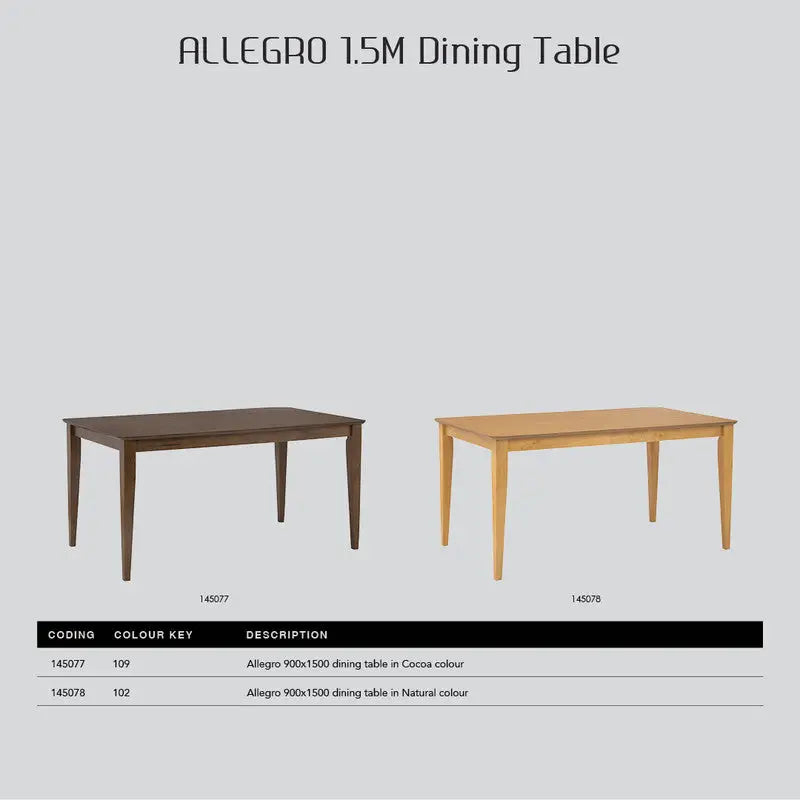 Allergo Dining Table 150cm Timber - Natural