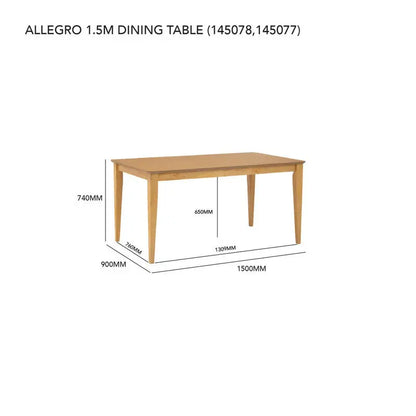 Allergo Dining Table 150cm Timber - Natural