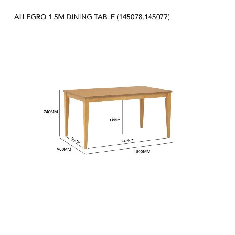Allergo Dining Table 150cm Timber - Natural