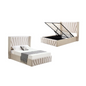 Allure Beige Velvet Gas Lift Bed - King