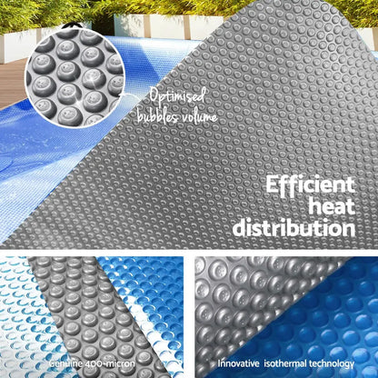 Aqua Buddy Pool Cover 11x6.2m 400 Micron Silver Swimming Solar Blanket 6.55m Roller