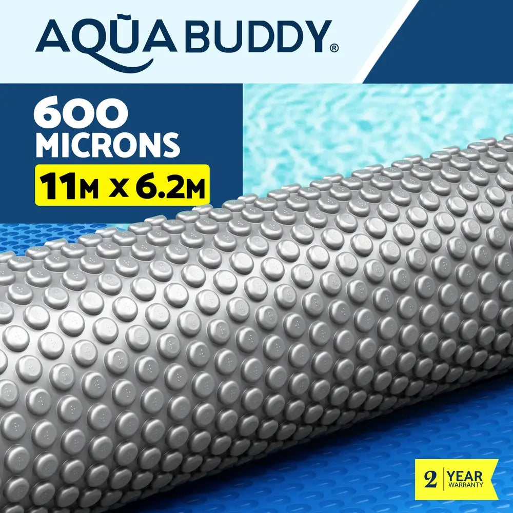 Aqua Buddy Pool Cover 600 Micron 11x6.2m Swimming Solar Blanket Blue Silver